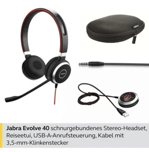 Jabra Evolve 40 MS Stereo Kopfhörer - Schwarz - Afbeelding 1 van 2