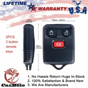 2Pack 3 Button Keyless Remote Control Car Key Fob For Ford F-250 E150 99-07 2.3L - Picture 1 of 12