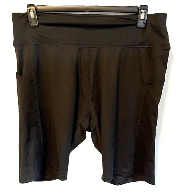 NWOT Look Sport womens Plus Sz 3X Black Biker Shorts Compression High Rise Yoga - Image 1 of 4