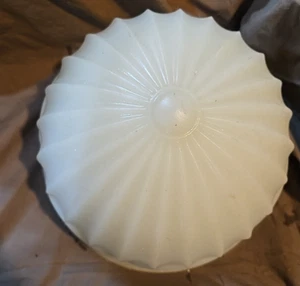 Antique Clam Broth Milk Glass Dome Pendant Light Fixture Shade 9" - Picture 1 of 6