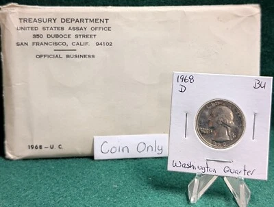 1968 D Washington Quarter Uncirculated from Mint Set - Image 1 of 2