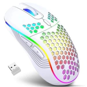 Kabellose Gaming Maus LED Zocken Design für PC Laptop Licht Beleuchtung Weiß - Bild 1 von 7