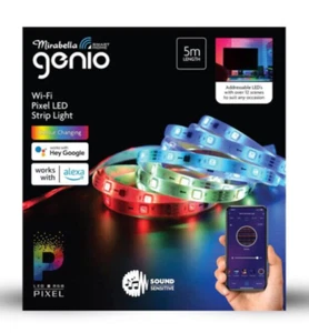 Mirabella LED 5m RGB Genio Wi-Fi Smart Pixel Strip Light Home Sound Sensitive - Picture 1 of 1