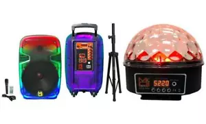 MR DJ PL12FLAME 12" Portable Translucent Bluetooth Speaker + Speaker Stand + LED - Picture 1 of 13
