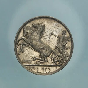 VITTORIO EMANUELE III 10 LIRE 1930 BIGA SPL SILVER COIN SILBERMÜNZE - Bild 1 von 2