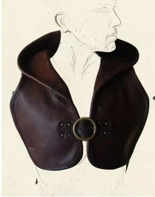 Vintage Medieval Headgear Leather Cloak Vest Cloak Hooded Sleeveless Sleeveless - Image 1 of 4