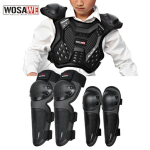 WOSAWE Childs Motorrad Rüstung Protektor Weste MTB Rennen Knie Ellenbogen Pads - Picture 1 of 22