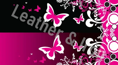 Nueva cubierta de chequera de vinilo diseño rosa y negro mariposa Foto 1 de 2