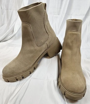 Steve Madden Hayle Mujer Talla 10 Gamuza Arena Chelsea Botín Suela Calcetín Top Foto 1 de 4