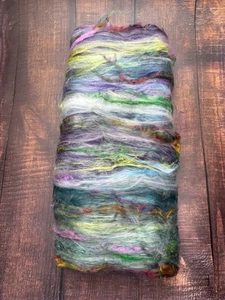 Hand Carded Art Batt. Purple Fibres Mixed Blend For Art Yarn Spinning Felting T8 - Picture 1 of 8