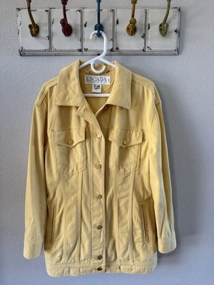 Jaqueta jeans Escada feita na Itália vintage amarela manteiga comprimento médio tamanho 40 - Imagem 1 de 4