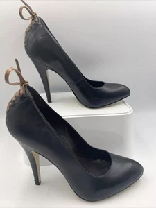 Topshop Black Leather Stiletto Courts. Very high. New! RRP£60 Size 5 - Picture 1 of 15