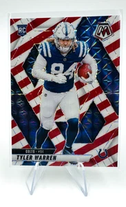 2025 Mosaic Tyler Warren RC Red & White Stripe Prizm Indianapolis Colts SP - Picture 1 of 8