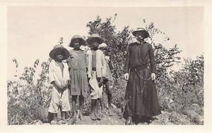 DOMINICA - Father Alphonse and 4 native children on the road to Mahaut - REAL PH - Picture 1 of 2
