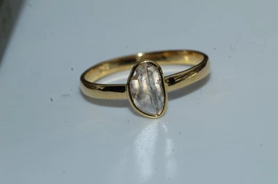 Handmade Slice Polki Diamond Ring Unique Uncut Diamond Jewelry 925 Silver Ring - Image 1 of 4