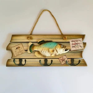 Rustic Fish Wall Hook Rack | Nautical Coastal Decor | Fishing Cabin Hanger - Picture 1 of 5