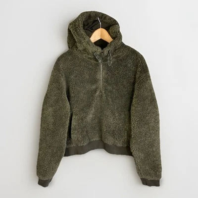 Sudadera con capucha Lululemon Oh So Sherpa 1/2 cremallera para mujer 14 verde militar acogedor núcleo de cabina Foto 1 de 4
