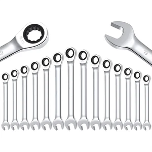 Ratchet Spanner Combination Fixed Head Wrench Metric 8mm To 32mm Chrome UK - Picture 1 of 24