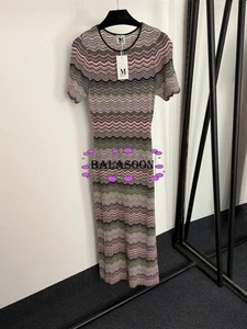 Missoni gewelltes Hohlstrick Kurzarm Kleid langer Rock - Bild 1 von 4