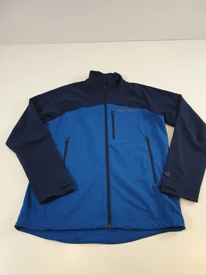 Jaqueta Marmot Softshell Beto M3 Masculina Grande Azul Preta Zíper Completo Caminhada - Imagem 1 de 4