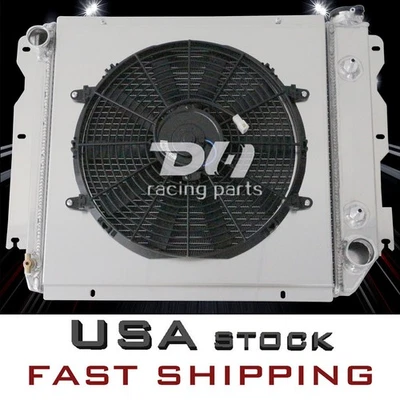 3Row 散热器+罩+风扇适用于 1987 - 2002 年 2001 年吉普牧马人 TJ YJ 雪佛兰 GM V8 交换 — 第 1/4 张图片