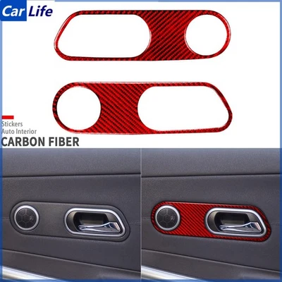 Cubierta de manija de puerta interior de fibra de carbono roja para Chrysler Crossfire 2003-08 Foto 1 de 4