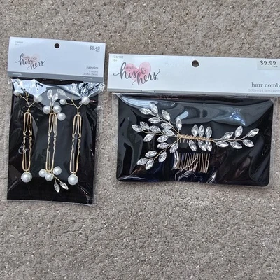 Studio His & Hers peine de pelo nupcial con alambre dorado y diamantes de imitación Foto 1 de 4