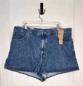 Pantalones Cortos Vaqueros Levis Cintura Alta Mamá Mujer 20W Azul 100% Algodón Nuevo con Etiquetas - Imagen 1 de 6