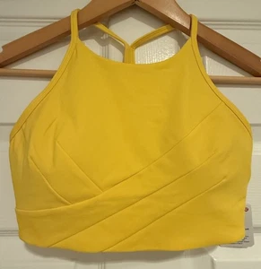 NWT Lululemon Size 8 Flow Y Wrap Front High Neck Bra MZYW Maize Yellow $68 - Picture 1 of 5