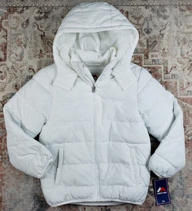 NEW Mighty Mac Kids Sz SMALL Puffer Zip Jacket Hooded Winter Coat White $85 NWT - Picture 1 of 12