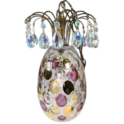 Vintage Mid Century Borske Sklo Nemo Czech Bohemia Crystal Glass Pendant Lamp   - Image 1 of 4