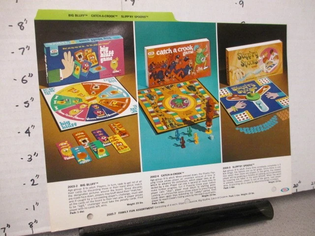IDEAL TOY Co 1970 hoja de anuncios juego de mesa Big Bluff cucharas resbaladizas atrapa a un ladrón Foto 1 de 1