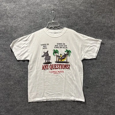 Camiseta de manga corta blanca Vintage 00's This Is My A** On The Beach Funny Mexico Foto 1 de 4
