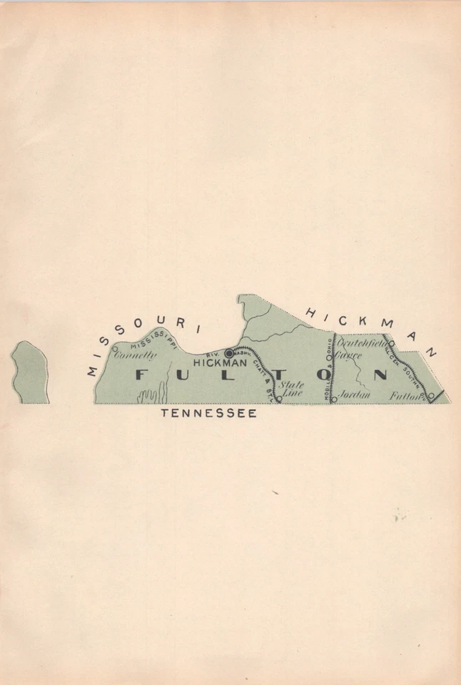 FULTON County KENTUCKY Antique Map 1893 .. - Image 1 of 1