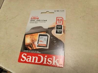 FACTORY SEALED SanDisk 64 GB Class 10 SDXC Memory Card - SDSDUN4064GGN6IN - - Image 1 of 3
