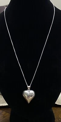 "Collar de plata de ley con corazón hinchado cadena de 18"""  Foto 1 de 2