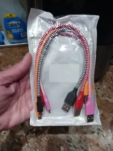 OKRAY 4pc. Micro USB Charging Cables Short Colorful Nylon Braided For Samsung. - Picture 1 of 4