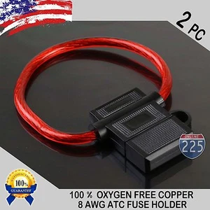 2er PACK 8 STÄRKE ATC INLINE SICHERUNGSHALTER 100 % OFC KUPFERDRAHT KABEL WASSERDICHT USA - Bild 1 von 8