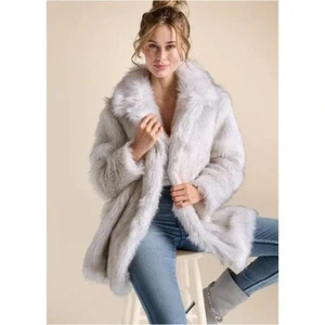 NEU Express Damen mittellanger Kunstfell Mantel Jacke - XS - klassisch City elegant - Bild 1 von 18