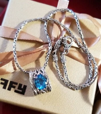 $895 Effy Balissima Blue Lagoon Topaz Sterling silver pendant necklace - Image 1 of 4