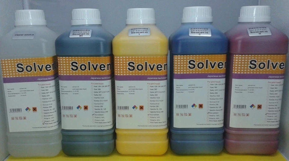 4L Eco Solvent Ink + 1L Cleaner Solution Roland Mutoh Mimaki DX4 DX5 DX6 DX7 USA - Image 1 of 2
