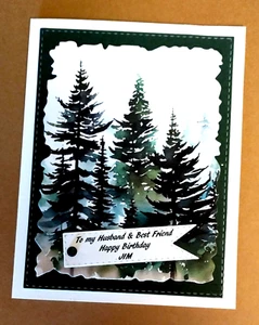 Personalized Birthday Card Handmade for Husband Forest Theme with Verse Inside - Picture 1 of 5