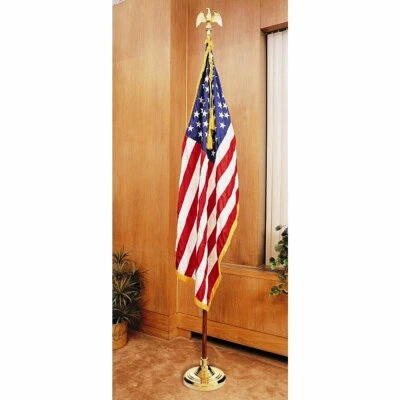 7' American Flag Indoor Set Wood Pole Complete Presentation Set -IndoorSet7'(US) - Image 1 of 4