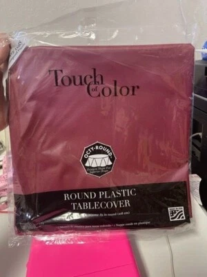 Burgundy Plastic Round Tablecloth 82" Tableware Party Decorations Party Supplies - Image 1 of 2