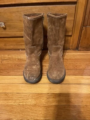 Orvis 棕褐色麂皮绒皮革拉链摩托车牧场主猎人休闲靴男式 9.5D — 第 1/4 张图片