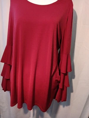 Slinky Brand 70's 90s  Retro Tunic Top Womens BOHO Sleeves Stretch Sz L - Image 1 of 4