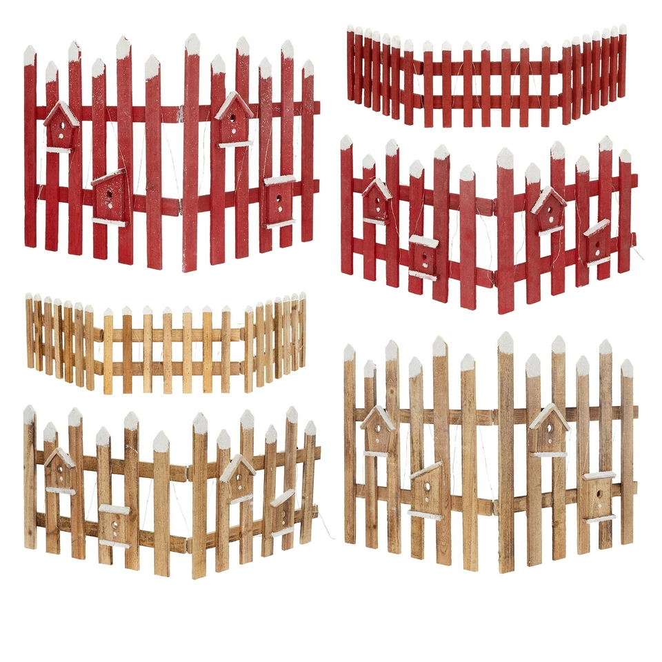Deko LED Zaun Holz Mini Gartenzaun Weihnachtsdeko Winter Gatter beleuchtet - Bild 1 von 1