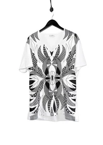 Versace Collection White V-neck Multi Patterns T-shirt - XXL - Picture 1 of 9