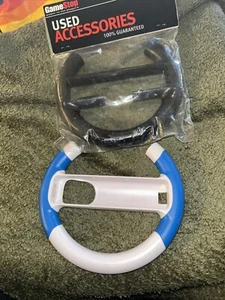 GameStop Blue / White, Black Steering Wheel Controller Grip for the Nintendo Wii - Picture 1 of 2