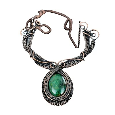 Oferta del Día de las Hermanas Cobre Cuprita Crisocola Piedra Cadena Retorcida Collar Joyería Foto 1 de 4